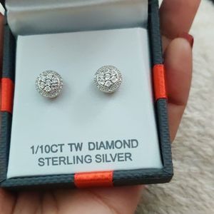 Diamond sterling silver earings
